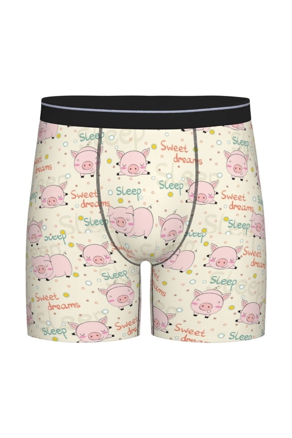 Pigs Sleep Pattern Men's Athletic Long Leg Briefs , Performance Stretch Underwear,Moisture-Wicking