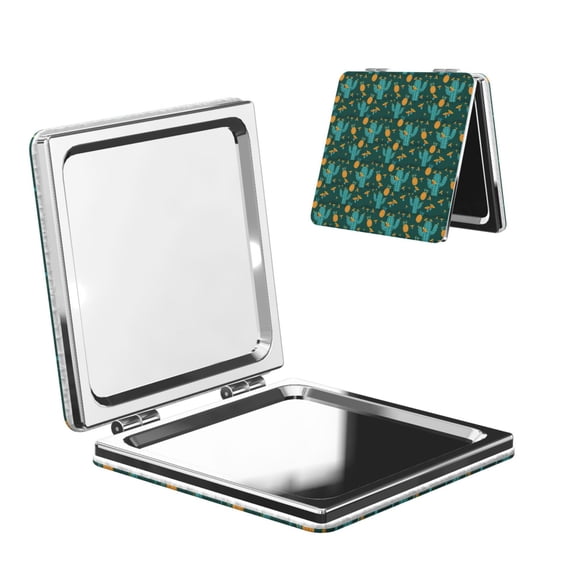 Picia Pineapple And Cactus for Compact Vanity Mirror , Travel Makeup Mirror , Portable Magnifying Cosmetic Mirror for Daily, Work, Business-Square
