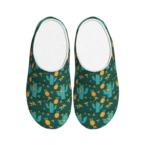 Picia Pineapple And Cactus for Women's Lamb-hug Comfy Fleece House Slippers Memory Foam, Slip-on House Shoes Indoor Outdoor-39/40