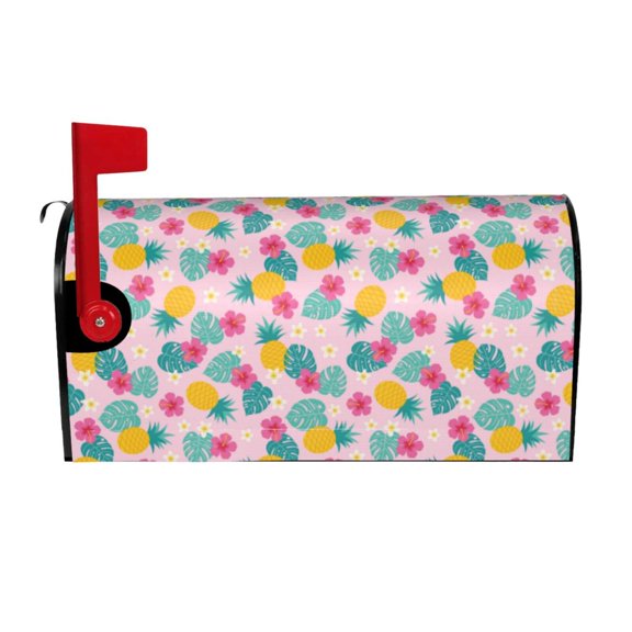 Picia Pineapple And Leaves Magnetic Mailbox Cover Standard Size-21x18 in