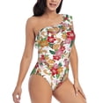 thumbnail image 1 of Picia Pineapple Flower Pattern Women's One Piece Swimsuits,One Shoulder Swimwear Asymmetric ,Ruffle Monokinis Bathing Suits,High Waisted Flattering Bathing Suits-, 1 of 8