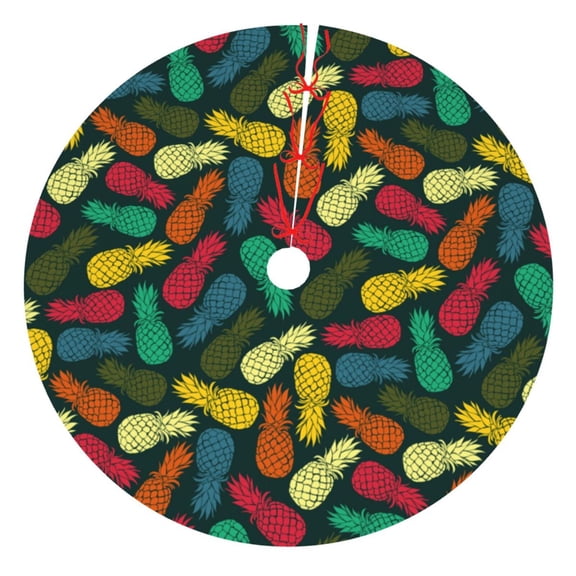 Picia Pineapple Fruit Colorful Print Christmas Tree Skirt , Christmas Tree Skirt Ornaments for Merry Christmas Holiday Party Decorations Indoor Outdoor-48"