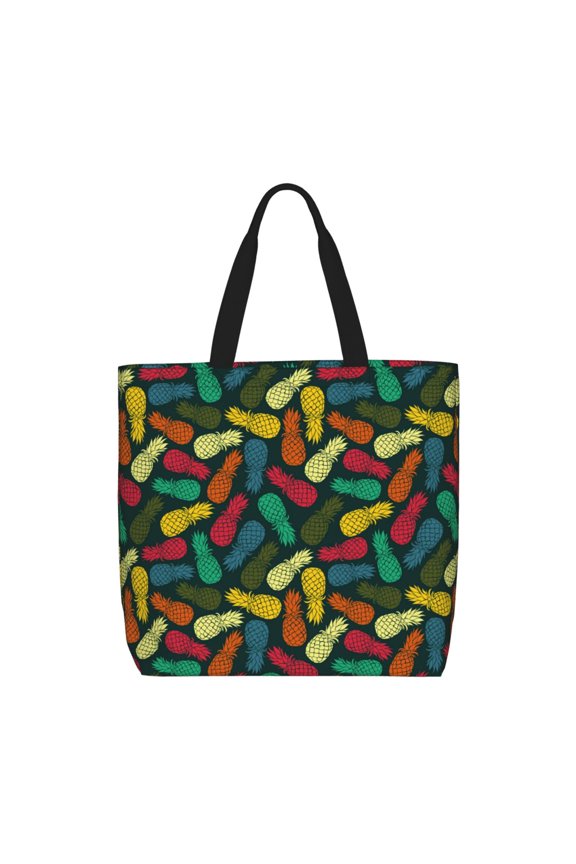 Pineapple Fruit Colorful for Tote Bag for Women with Zipper, Gym Tote with Compartments, Laptop Work Tote Nurse Dance Yoga Bag for Sport, Travel