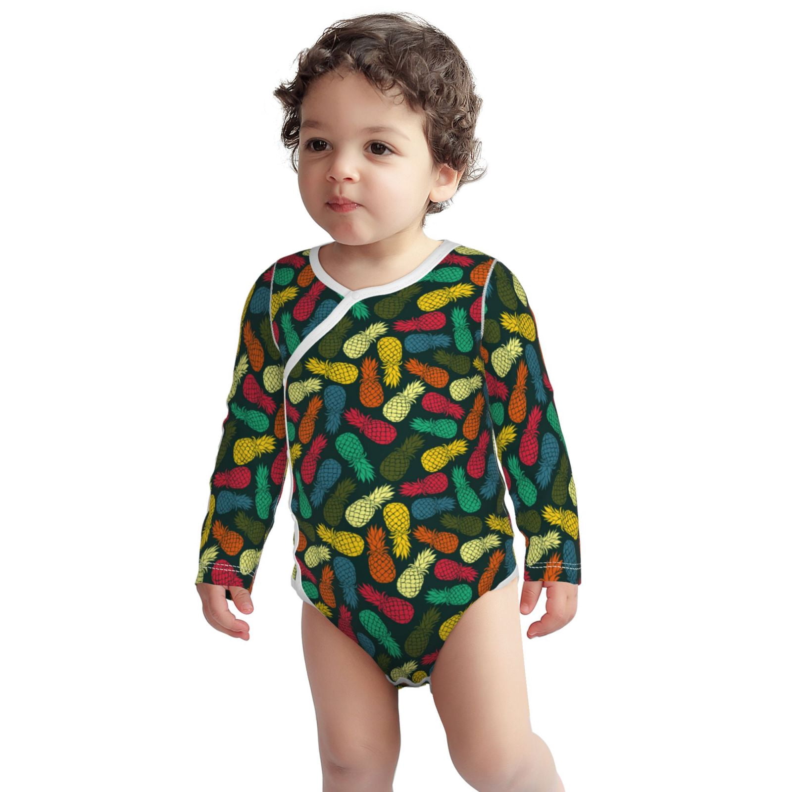 Picia Pineapple Fruit Colorful for unisex-baby Long-sleeve Bodysuit,Newborn Baby Boy Girl Onsies Bodysuit-