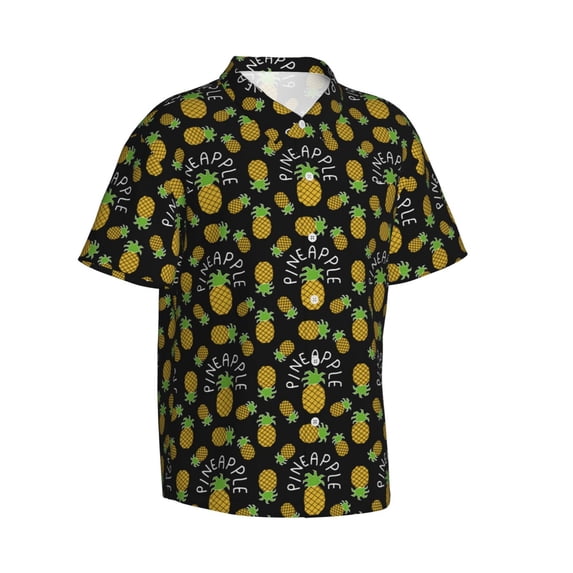 Picia Pineapple Gentle Cotton Regular Fit Short Sleeve Casual Hawaiian Shirt for Men-X-Large