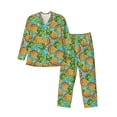 thumbnail image 1 of Picia Pineapple Pattern Men’s Long-Sleeve Sleepwear Set - Soft 2-Piece Loungewear with Pockets, Comfy PJs for Relaxing Nights-Large, 1 of 7