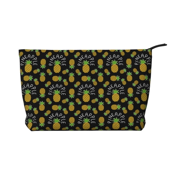 Picia Pineapple Printed Cosmetic Bags for Women Makeup Bag Large Capacity Purse Travel Toiletry Zipper Storage Pouch Make up Brushes Organizer for Gifts