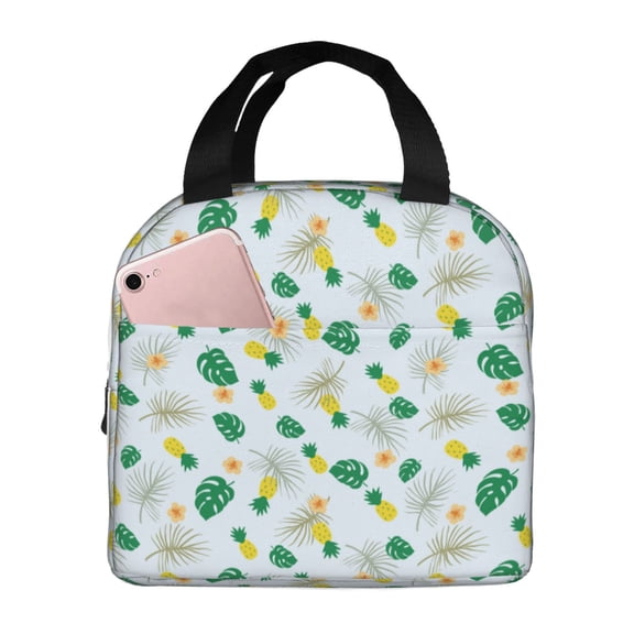 Picia Pineapple Printed Lunch box Lunch bag for Men Women Large Capacity Lunchbox Reusable Lunch Bags Insulated Lunch Bag Lunch Box Cooler