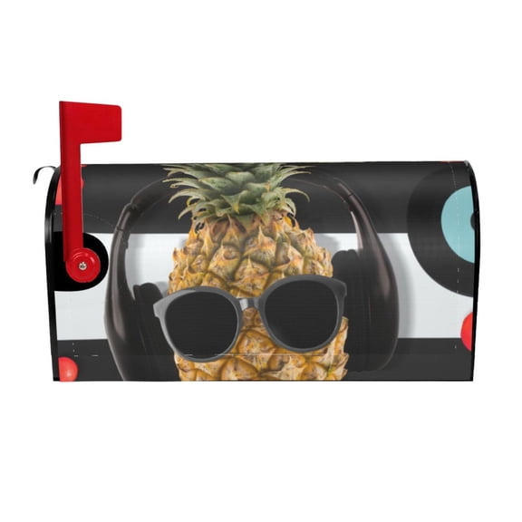 Picia Pineapple With Black Glasses Magnetic Mailbox Cover Standard Size-21x18 in