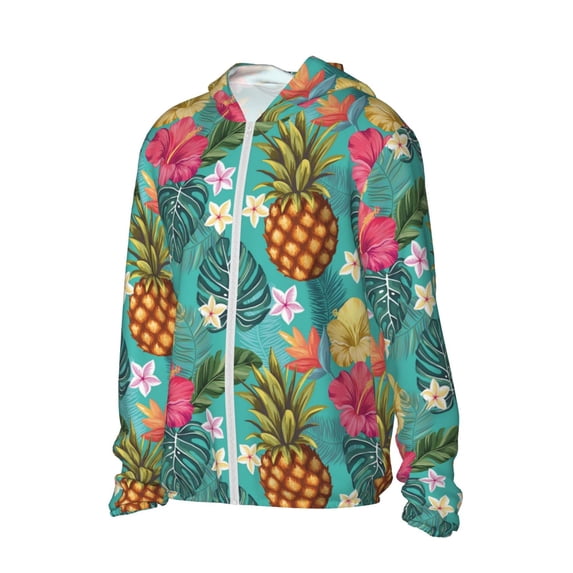 Picia Pineapple Women's Men's UPF 50+ Sun Protection Hoodie Shirt Long Sleeve SPF Fishing Outdoor UV Hiking Lightweight Shirts-3X-Large