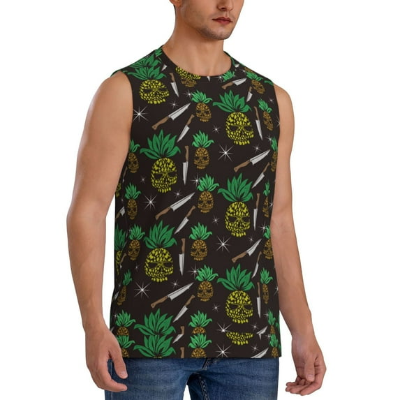 Picia Pineapples mens Cotton Tank Undershirts , Moisture-wicking Ribbed Tanks, Lightweight Cotton Tank Undershirts-3X-Large