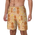 thumbnail image 1 of Picia Pineapples pattern Mens Swim Trunks with Compression Liner Stretch Beach Shorts Quick Dry with Zipper Pockets No-Chafing Board Shorts-Large, 1 of 9