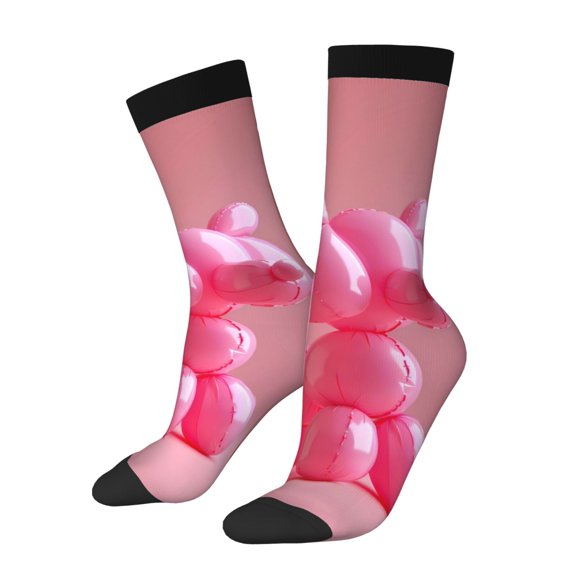 Picia Pink Balloon Puppy Art Print Athletic Socks for Men & Women – Cushioned Moisture-Wicking Crew Socks for Sports, Running, and Training, Soft & Breathable Size 5-11