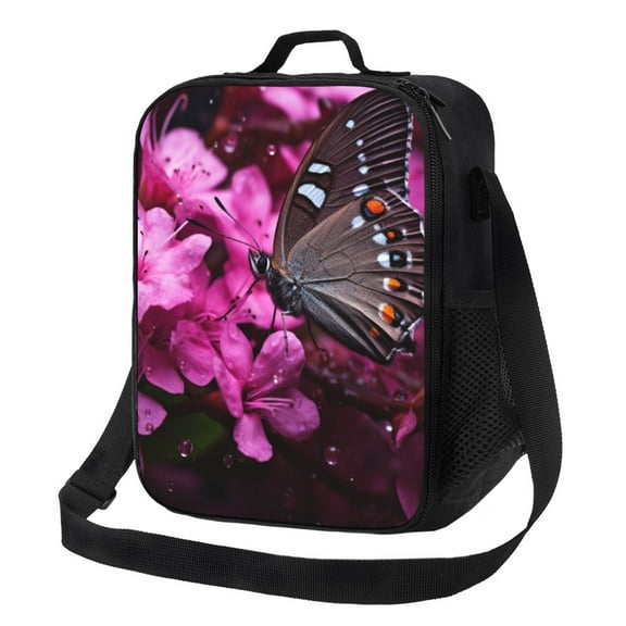 Picia Pink Blossoms Butterfly Lunch box Lunch bag for men women Large capacity Lunchbox Reusable Lunch bags Insulated Lunch bag Lunch box cooler