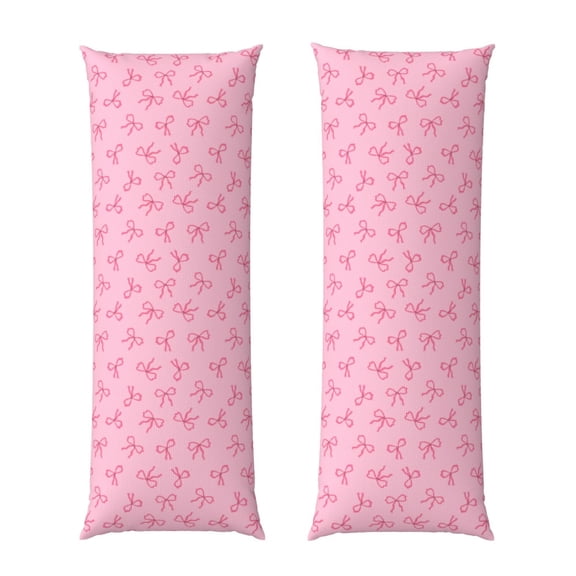 Picia Pink Bows Body Pillow Cover - Super Soft Microfiber 20x54 Body Pillow Case - Envelope Closure, Wrinkle, Stain Resistant Body Pillow Cover,Elegant Bedding