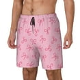 thumbnail image 1 of Picia Pink Bows pattern Mens Swim Trunks with Compression Liner Stretch Beach Shorts Quick Dry with Zipper Pockets No-Chafing Board Shorts-Small, 1 of 9