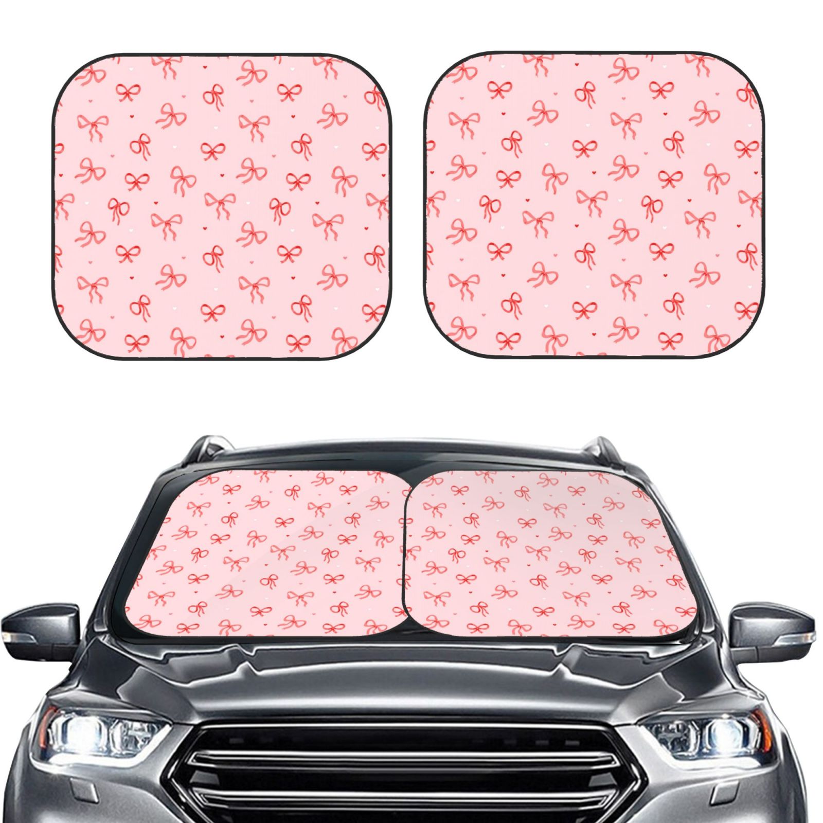 Picia Pink Bows1 2 Piece Car Windshield Sun Shade Foldable Foldable Sun Shield for Front