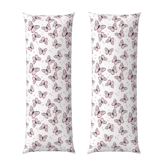 Picia Pink Butterflies (2) Body Pillow Cover - Super Soft Microfiber 20x54 Body Pillow Case - Envelope Closure, Wrinkle, Stain Resistant Body Pillow Cover,Elegant Bedding