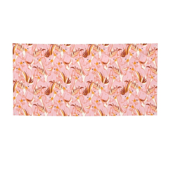 Picia Pink Cockatoo Birds Pattern Party Banner, Festive Decoration, Holiday Banner, Celebration Decor, Event Banner, Reusable Party Banner-Medium