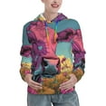thumbnail image 1 of Picia Pink Cow In Sunflower Field Pattern Casual Women's Hoodie, Hooded Sweatshirt with Kangaroo Pocket, Comfortable Pullover with Eye-catching Drawstrings-XX-Large, 1 of 7