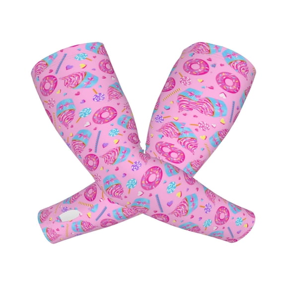 Picia Pink Donuts Arm Sleeves for Men and Women - Tattoo Cover Up UPF 50+ Cooling Sports Sleeve for Basketball Golf Football-One Size