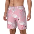 thumbnail image 1 of Picia Pink Flamingo pattern Mens Swim Trunks with Compression Liner Stretch Beach Shorts Quick Dry with Zipper Pockets No-Chafing Board Shorts-Small, 1 of 9