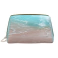 thumbnail image 1 of Picia Pink Float Ring On Beach Print Leather Makeup Bag Make Up Bag Travel Toiletry Bag for Her Girlfriend Teacher Teen Girl Gifts, 1 of 8