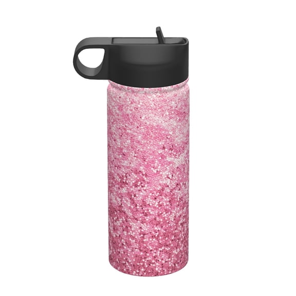 Picia Pink Glitter Pattern 18oz Sports Insulated Kettle With Straw Insulated Water Bottle For Running Hiking Cycling Climbing Men'S Woman Insulated Water Bottle