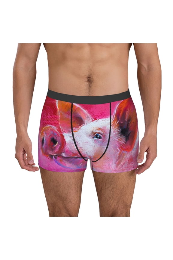 Pink Pig Pattern Men’s Boxer Briefs – Soft & Breathable Underwear, Stretchy & Comfortable Fit, Supportive Pouch Design, Moisture-Wicking-Medium
