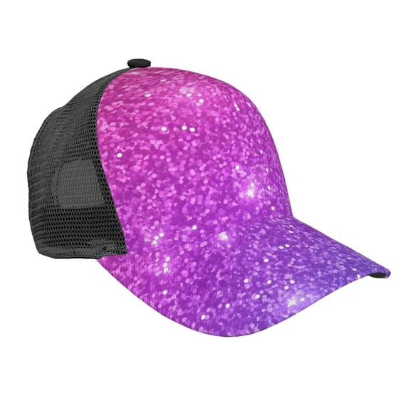 Picia Pink Purple Glitter Pattern Trucker Hat,Baseball Cap,Sun Protection Cap,Stylish Headwear,Leisure Cap,Outdoor Sports Cap