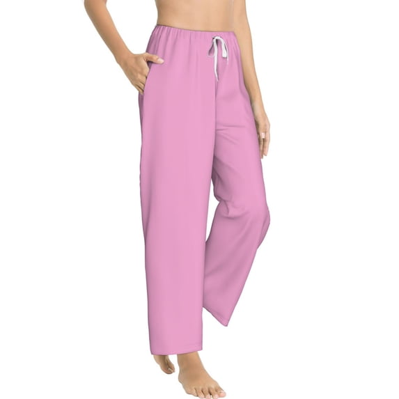 Picia Pink Womens Soft Woven Cotton Elastic Waistband Sleep Pajama Pant Lounge Sleep Pant With Pockets And Drawstring-X-Large
