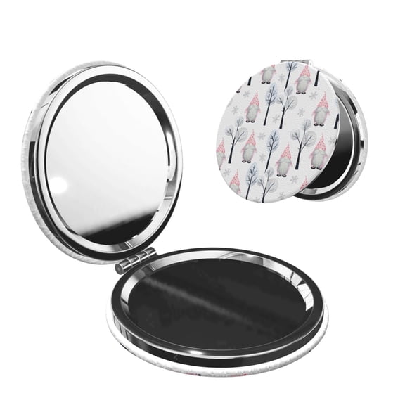 Picia Pink oldman Winter Forest for Compact Vanity Mirror , Travel Makeup Mirror , Portable Magnifying Cosmetic Mirror for Daily, Work, Business-Round Shape