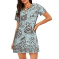 thumbnail image 1 of Picia Pirate Adventure Map Pattern Women’s Nightdress – Casual Short-sleeved Loose-Fit Sleepwear, Soft Cotton Short-Sleeve Sleep Shirt for Relaxation & Comfort, 1 of 6