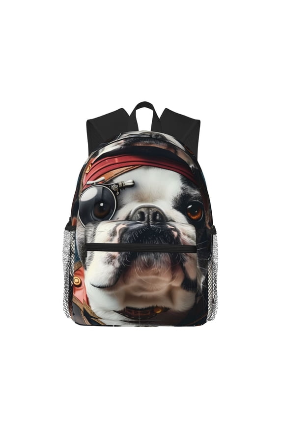 Pirate Bulldog On Deck Large Capacity Backpack Classic Style Backpack Casual Backpack Water-Resistant School Work Travel Outdoor Backpack