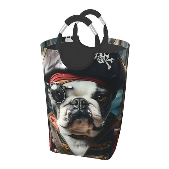 Picia Pirate Bulldog On Deck Laundry Basket With Handles Laundry Hamper Toys Storage Organizer Foldable Bucket Washing Bin Dirty Clothes Bag For Home Bathroom Bedroom Dorm