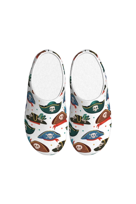 Pirate Hats for Women's Lamb-hug Comfy Fleece House Slippers Memory Foam, Slip-on House Shoes Indoor Outdoor-42/43
