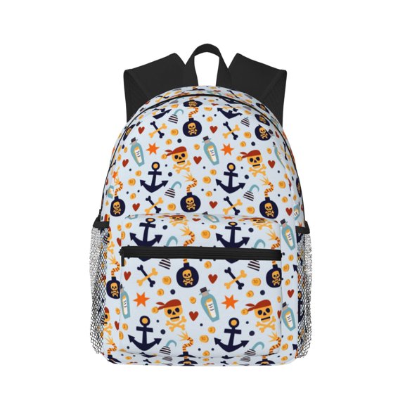 Picia Pirate Skull And Anchor Large Capacity Backpack Classic Style Backpack Casual Backpack Water-Resistant School Work Travel Outdoor Backpack