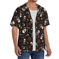 thumbnail image 1 of Picia Pirate Skulls Men's Linen Shirts Short Sleeve Cuban Beach Shirts Casual Shirts Button Down Shirt for Men Beach Summer Wedding Shirt-XX-Large, 1 of 7
