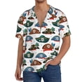 thumbnail image 1 of Picia Pirate hats Pattern Men's Linen Shirts Short Sleeve Cuban Beach Shirts Casual Shirts Button Down Shirt for Men Beach Summer Wedding Shirt-Small, 1 of 5