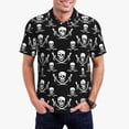 thumbnail image 1 of Picia Pirate skulls Print Men's Polo Shirt, Two-Button Closure Pique Polo Shirt, Summer Fashion Golf Shirt-3X-Large, 1 of 6