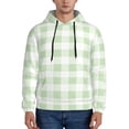 thumbnail image 1 of Picia Pistachio Green Checkboard Pattern Casual Men's Hoodie - Lightweight Hooded Sweatshirt with Kangaroo Pocket, Comfortable Pullover for Everyday, Travel-X-Large, 1 of 7