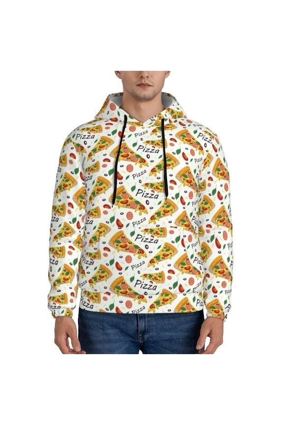 Pizza Slices Pattern Casual Men's Hoodie - Lightweight Hooded Sweatshirt with Kangaroo Pocket, Comfortable Pullover for Everyday, Travel-XX-Large