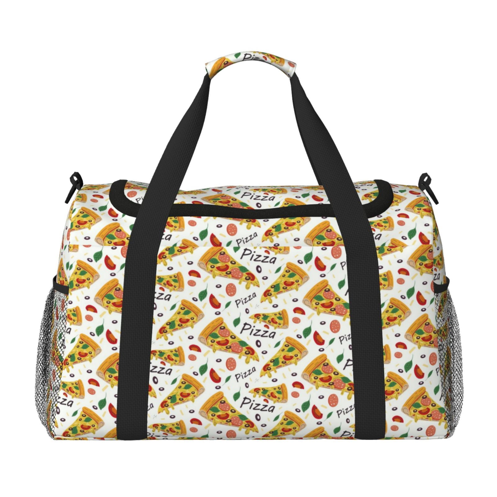 Picia Pizza Slices Print Travel Duffle Bag,Weekender Bags for Women with Shoe Compartment, Gym Duffel Bag with Wet Pocket, Hospital Bags for Labor and Delivery
