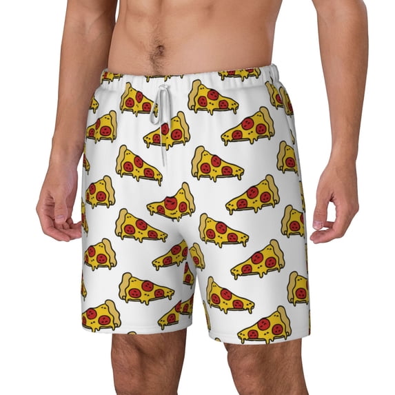 Picia Pizza pattern Mens Swim Trunks with Compression Liner Stretch Beach Shorts Quick Dry with Zipper Pockets No-Chafing Board Shorts-XX-Large