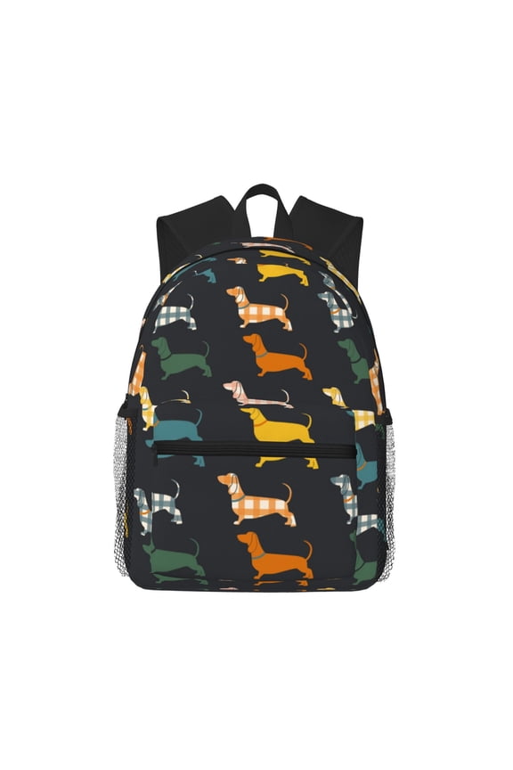 Plaid Dachshund Large Capacity Backpack Classic Style Backpack Casual Backpack Water-Resistant School Work Travel Outdoor Backpack