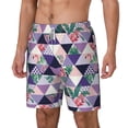 thumbnail image 1 of Picia Plaid Flamingo pattern Mens Swim Trunks with Compression Liner Stretch Beach Shorts Quick Dry with Zipper Pockets No-Chafing Board Shorts-Small, 1 of 9