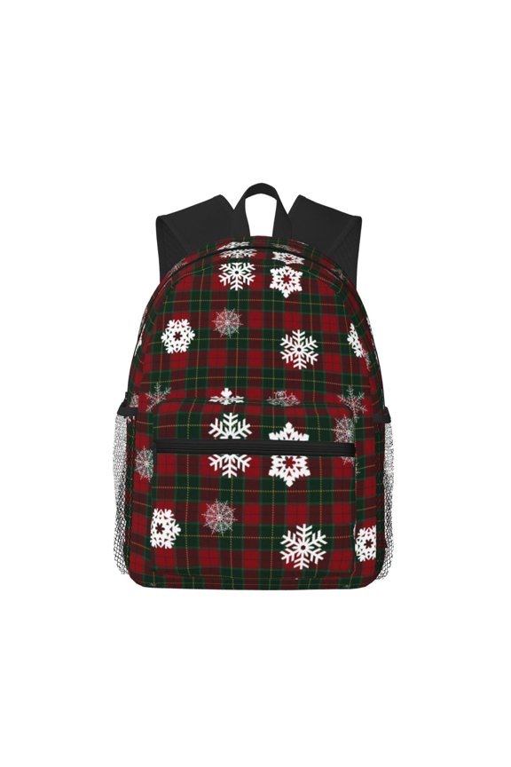 Plaid Snowflakes Festive Large Capacity Backpack Classic Style Backpack Casual Backpack Water-Resistant School Work Travel Outdoor Backpack