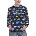 thumbnail image 1 of Picia Planets And Stars Pattern Casual Women's Hoodie, Hooded Sweatshirt with Kangaroo Pocket, Comfortable Pullover with Eye-catching Drawstrings-Large, 1 of 7