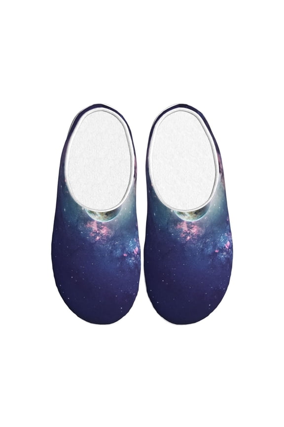 Planets Stars And Galaxies for Women's Lamb-hug Comfy Fleece House Slippers Memory Foam, Slip-on House Shoes Indoor Outdoor-40/41