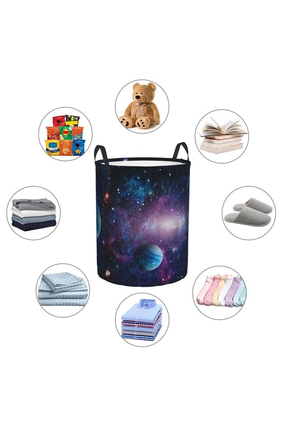 Planets Stars And Galaxies1 Large Laundry Basket, Waterproof, Freestanding Laundry Hamper, Collapsible Tall Clothes Hamper with Extended Handles-Medium